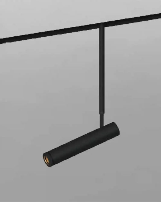 Lámpara de riel cilíndrica negra, diseño moderno para iluminación interior