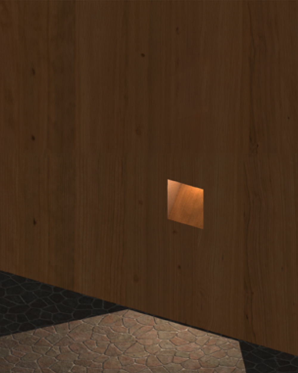 Luz empotrada en muro de madera para iluminación de escalera o pasillo interior