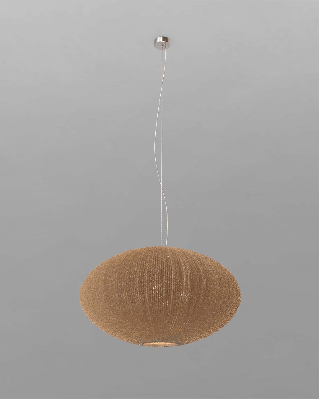Lámpara colgante moderna color coral, diseño único de boutique de iluminación Birot MX.