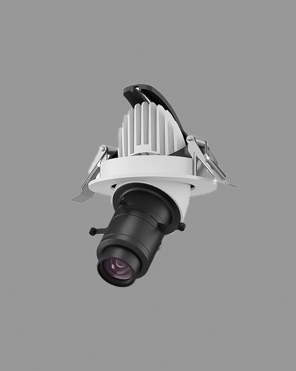 Luminario LED empotrable de techo, luz direccional moderna en acabado blanco y negro