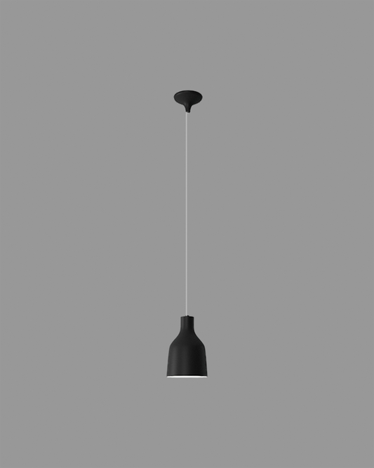 Lámpara colgante negra de diseño minimalista, ideal para iluminación interior moderna