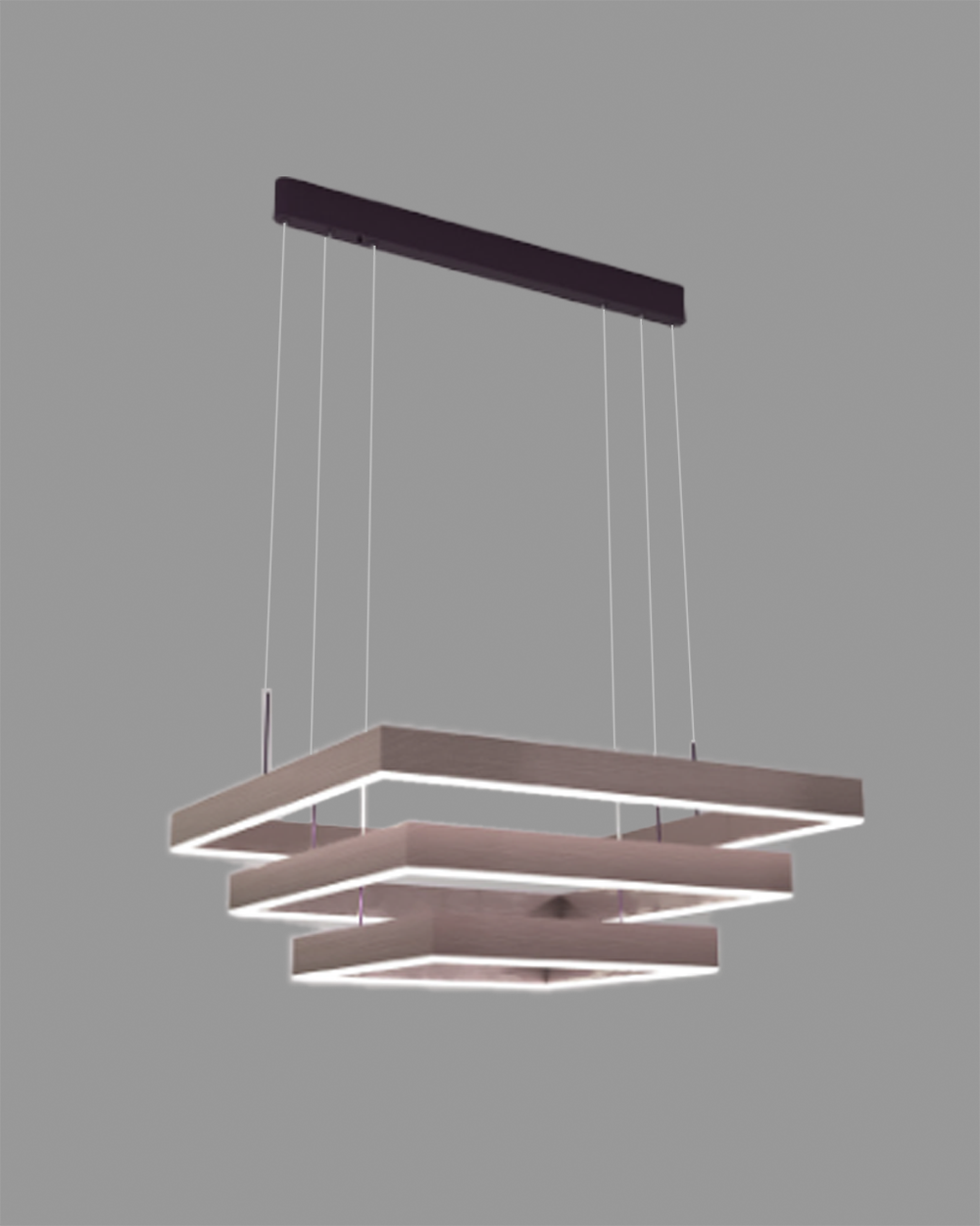 Lámpara colgante moderna LED con tres marcos cuadrados, diseño minimalista para interiores