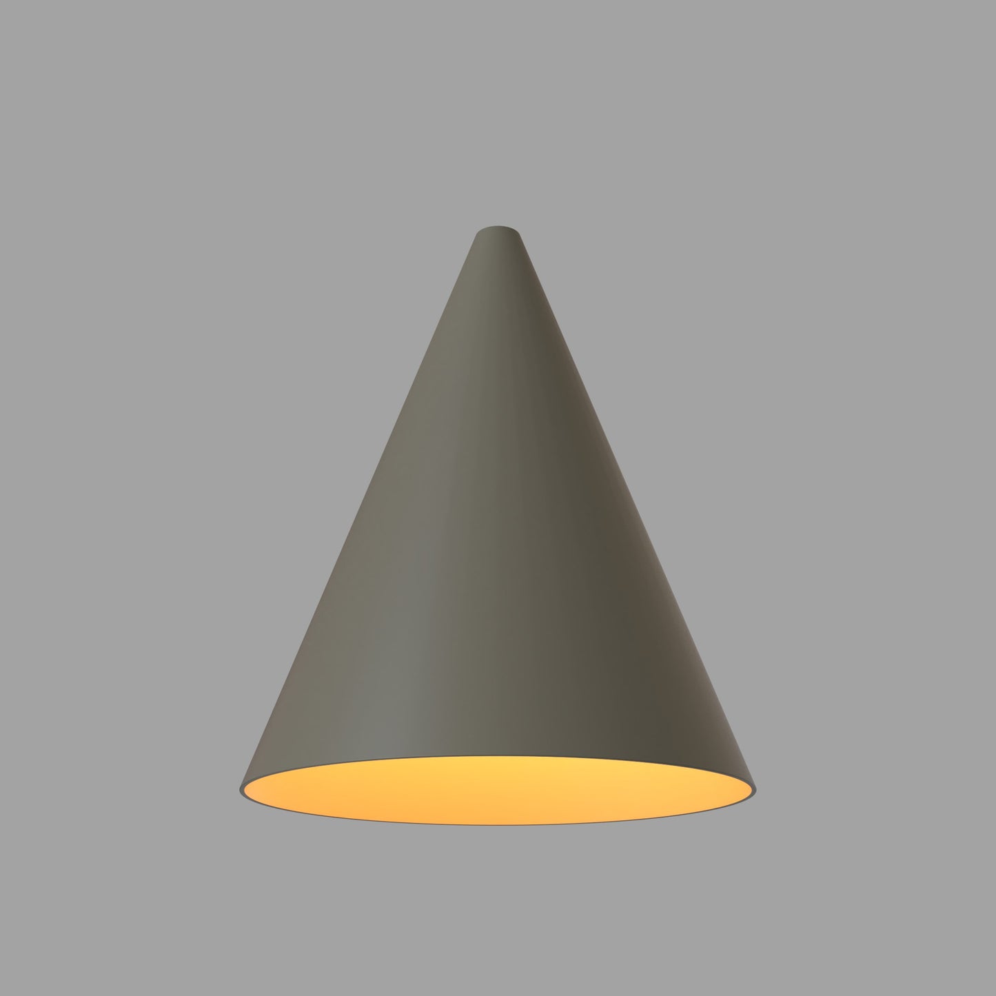 Lámpara colgante cónica color kaki oscuro, diseño minimalista para interior.