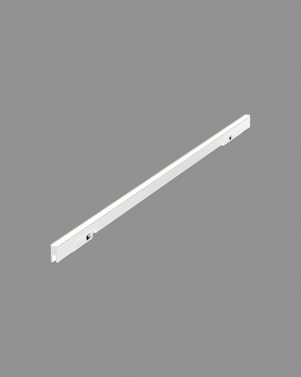Barra de luz LED lineal blanca para techo o pared, fondo gris, iluminación moderna