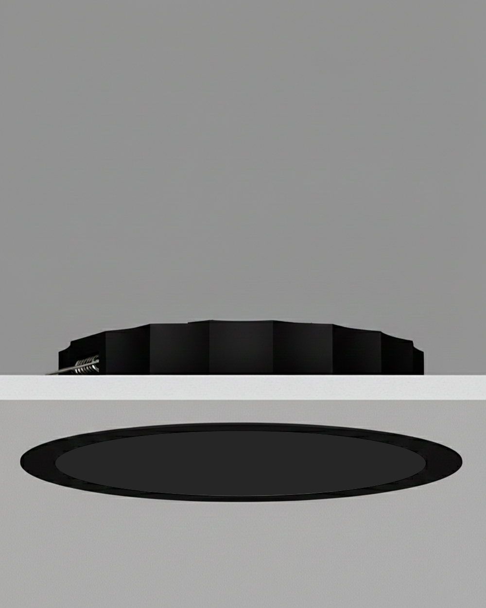 Panel LED circular negro empotrable para techo, diseño delgado, iluminación interior moderna