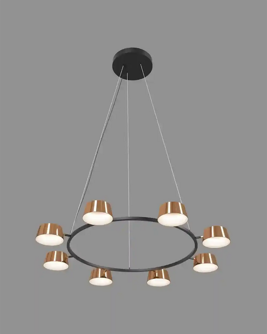 Lámpara colgante moderna circular de cobre, diseño elegante Birot MX iluminación.