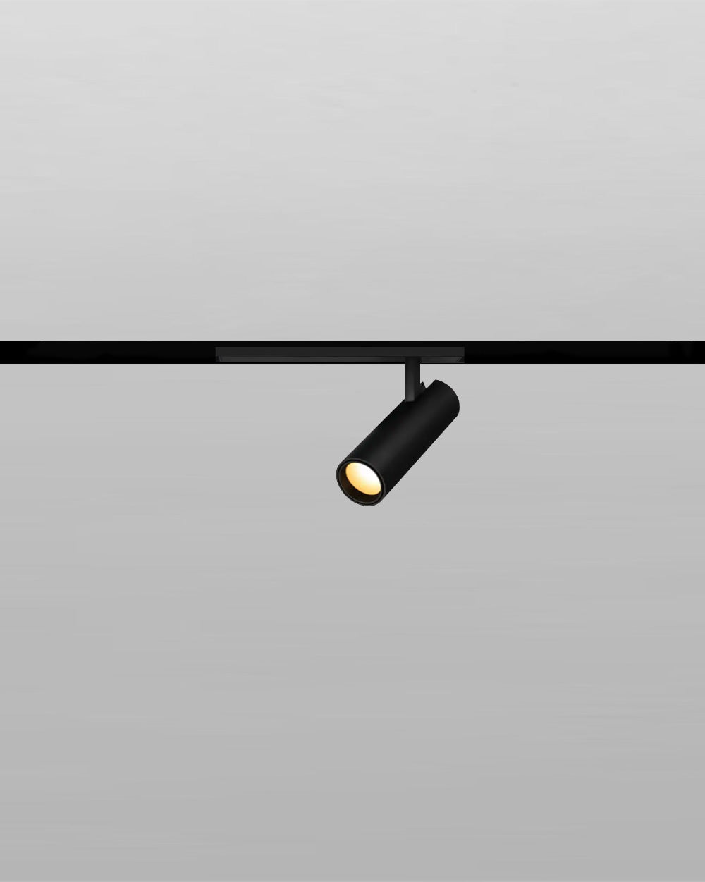 Foco de riel negro cilíndrico para iluminación interior moderna