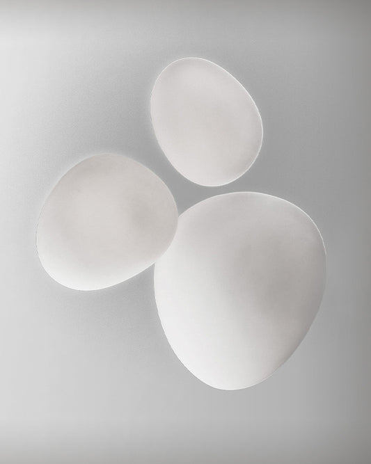 Plafón de techo moderno blanco con tres formas orgánicas, iluminación decorativa interior