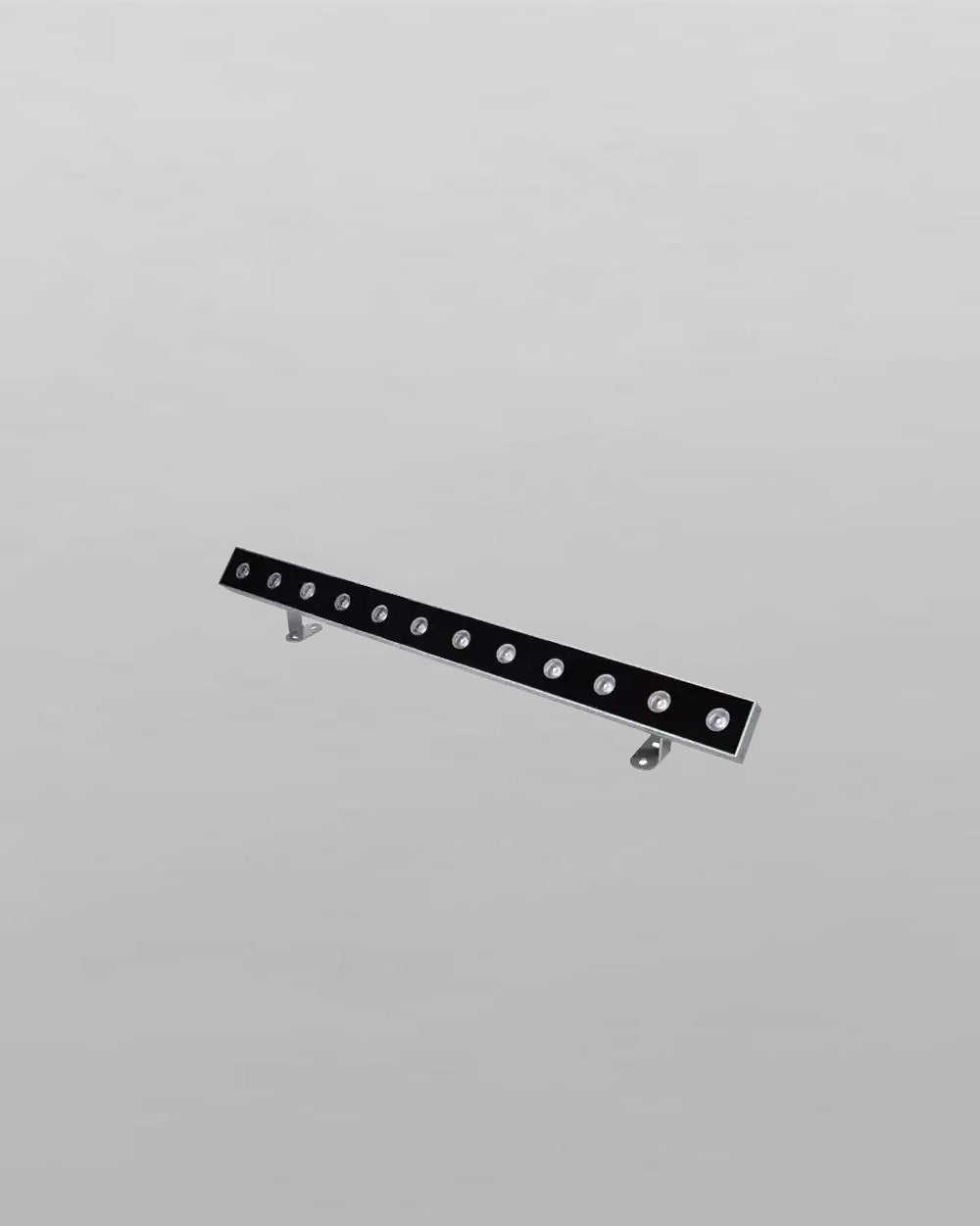 Luminaria lineal LED negra de aluminio con soporte para iluminación arquitectónica interior o exterior