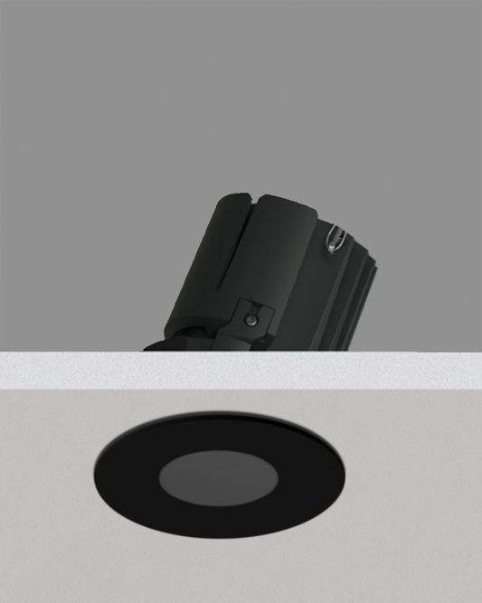 Luminario empotrable LED negro para techo moderno, accesorio de iluminación decorativa.