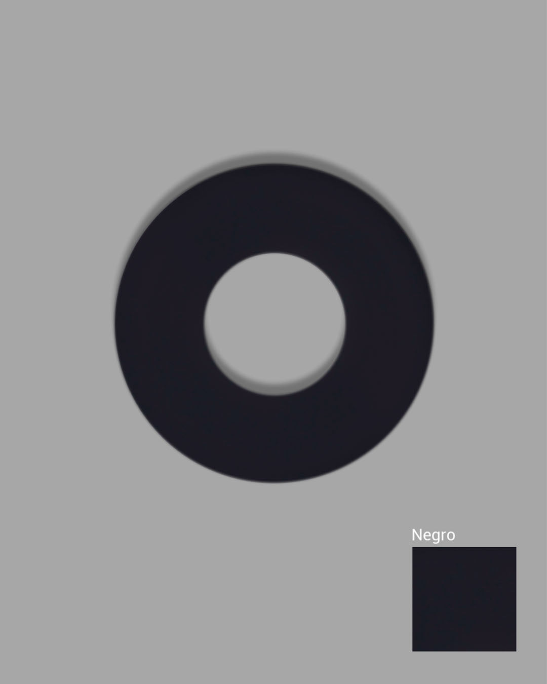 Aro decorativo de iluminación color negro, diseño moderno sobre fondo gris.