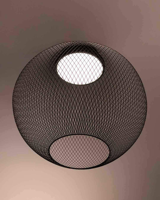 Plafón decorativo moderno de malla metálica negro, iluminación interior Birot MX