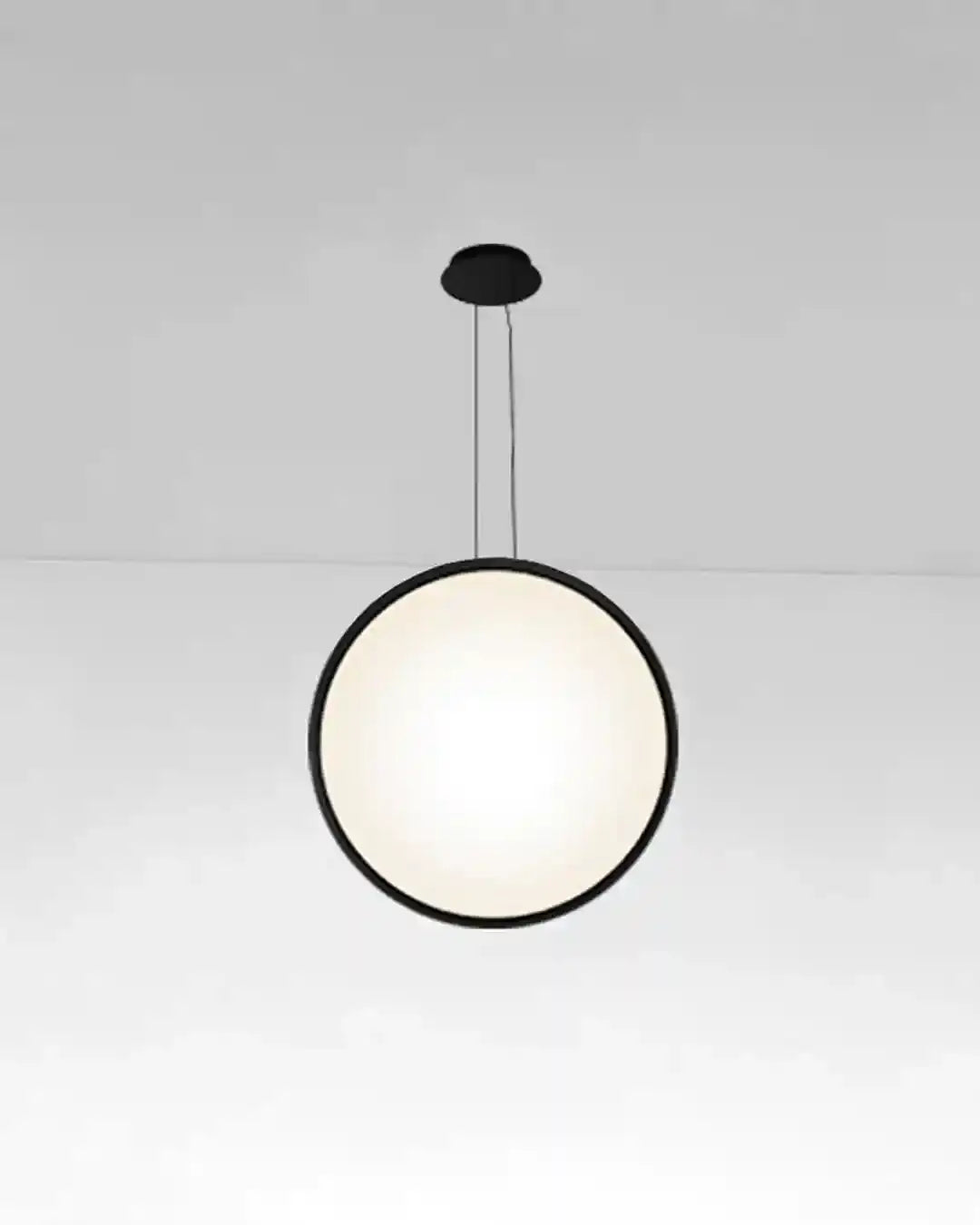 Lámpara colgante moderna de techo, diseño circular, luz blanca, iluminación decorativa.