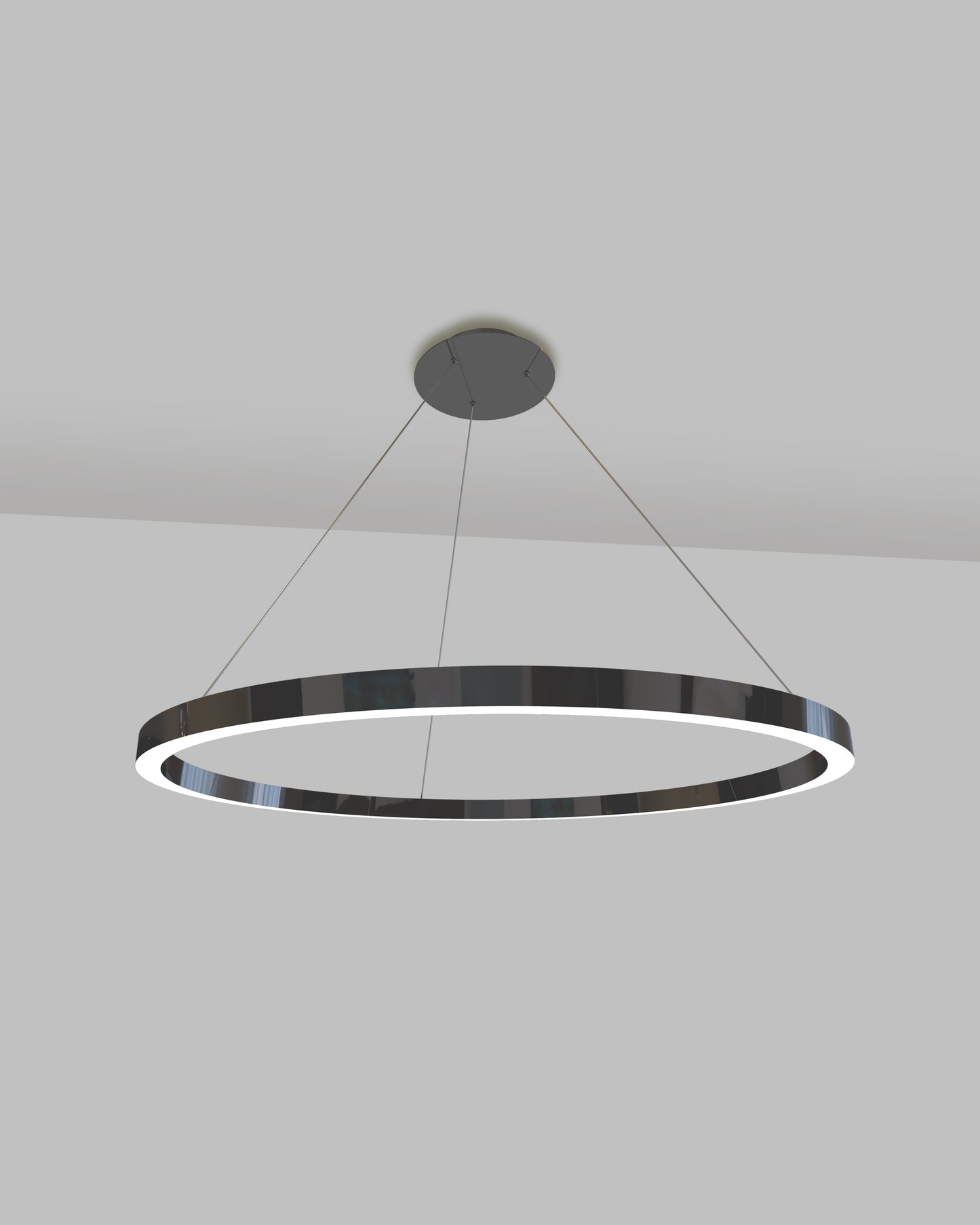 Lámpara colgante circular moderna de metal negro para iluminación interior