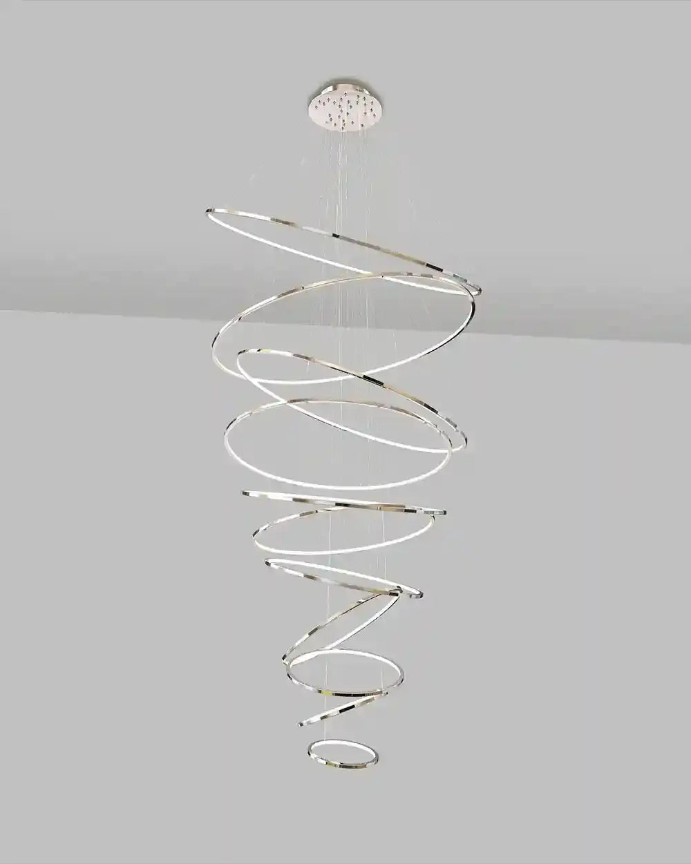 Lámpara colgante espiral cromada moderna, iluminación decorativa de Birot MX