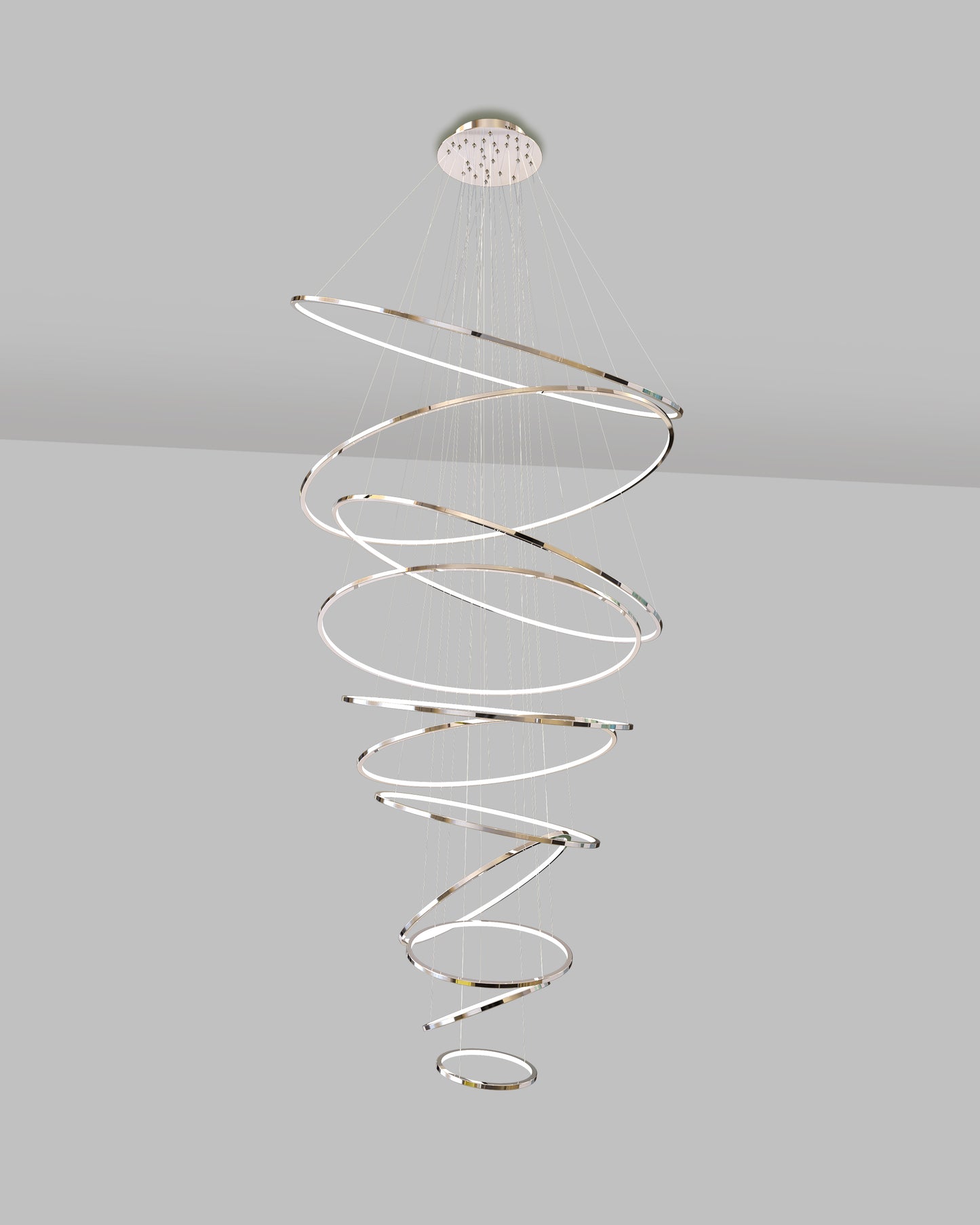 Lámpara colgante LED de diseño en espiral cromada para interior moderno