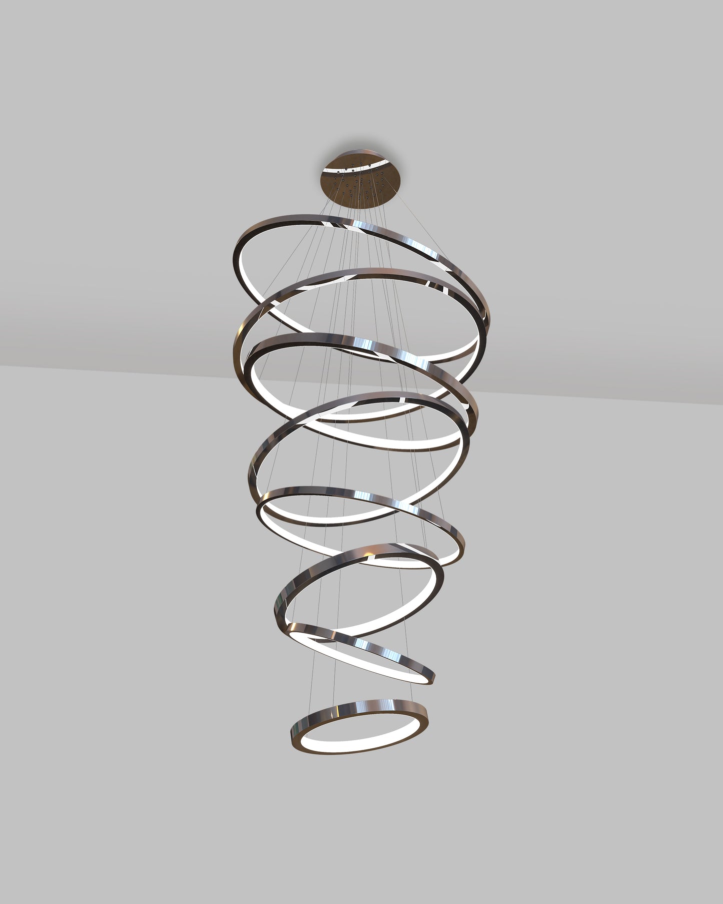 Lámpara colgante moderna de anillos LED en espiral, diseño decorativo para techo