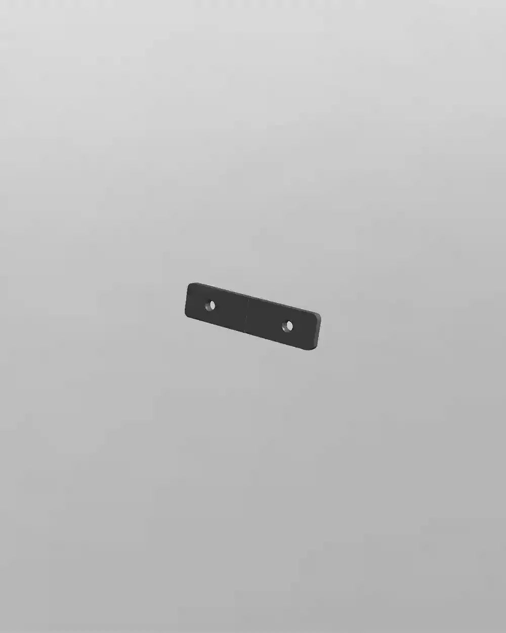 Placa metálica negra con dos orificios sobre fondo gris, accesorio de iluminación Birot MX