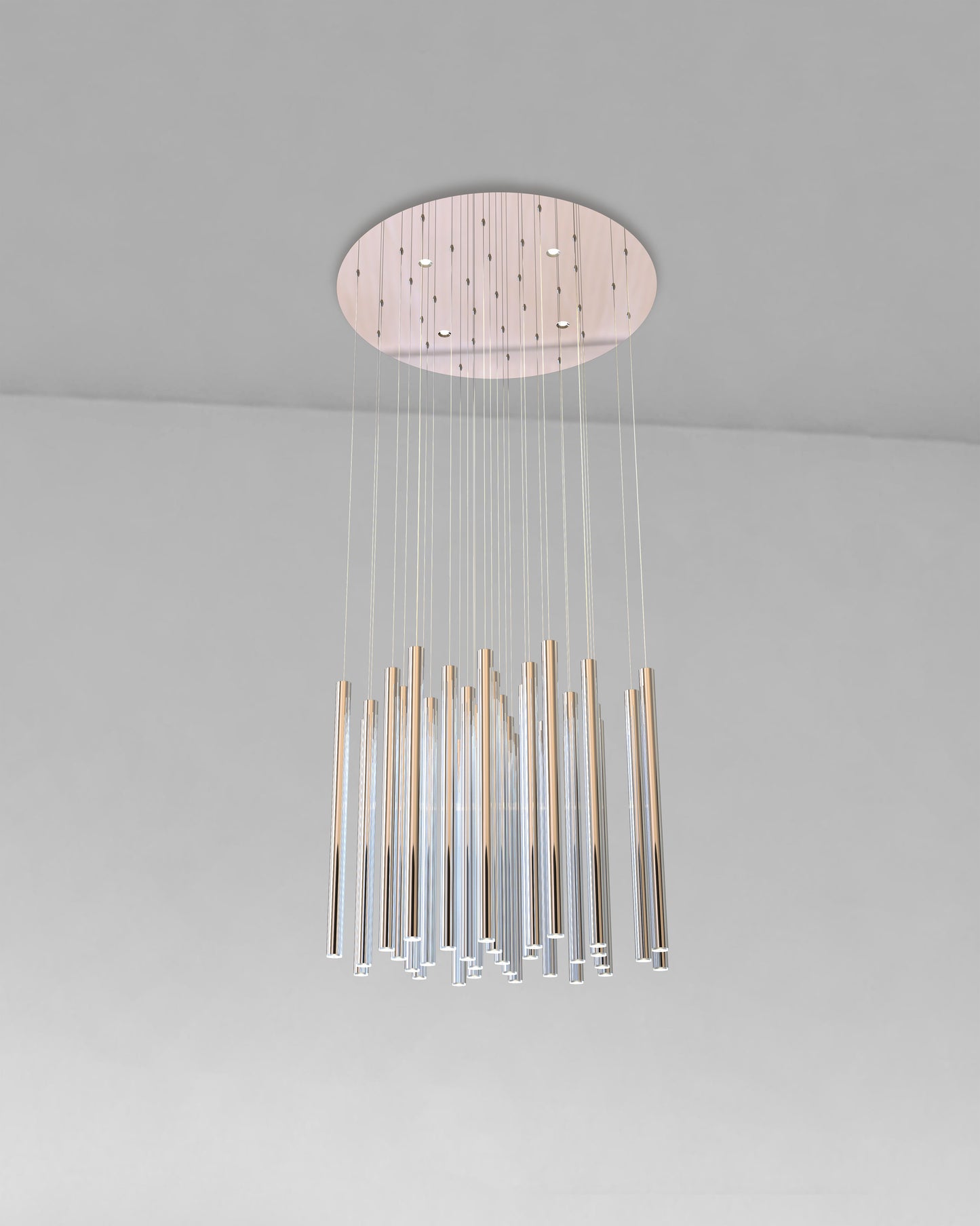 Lámpara colgante moderna de tubos cromados para techo, iluminación decorativa elegante