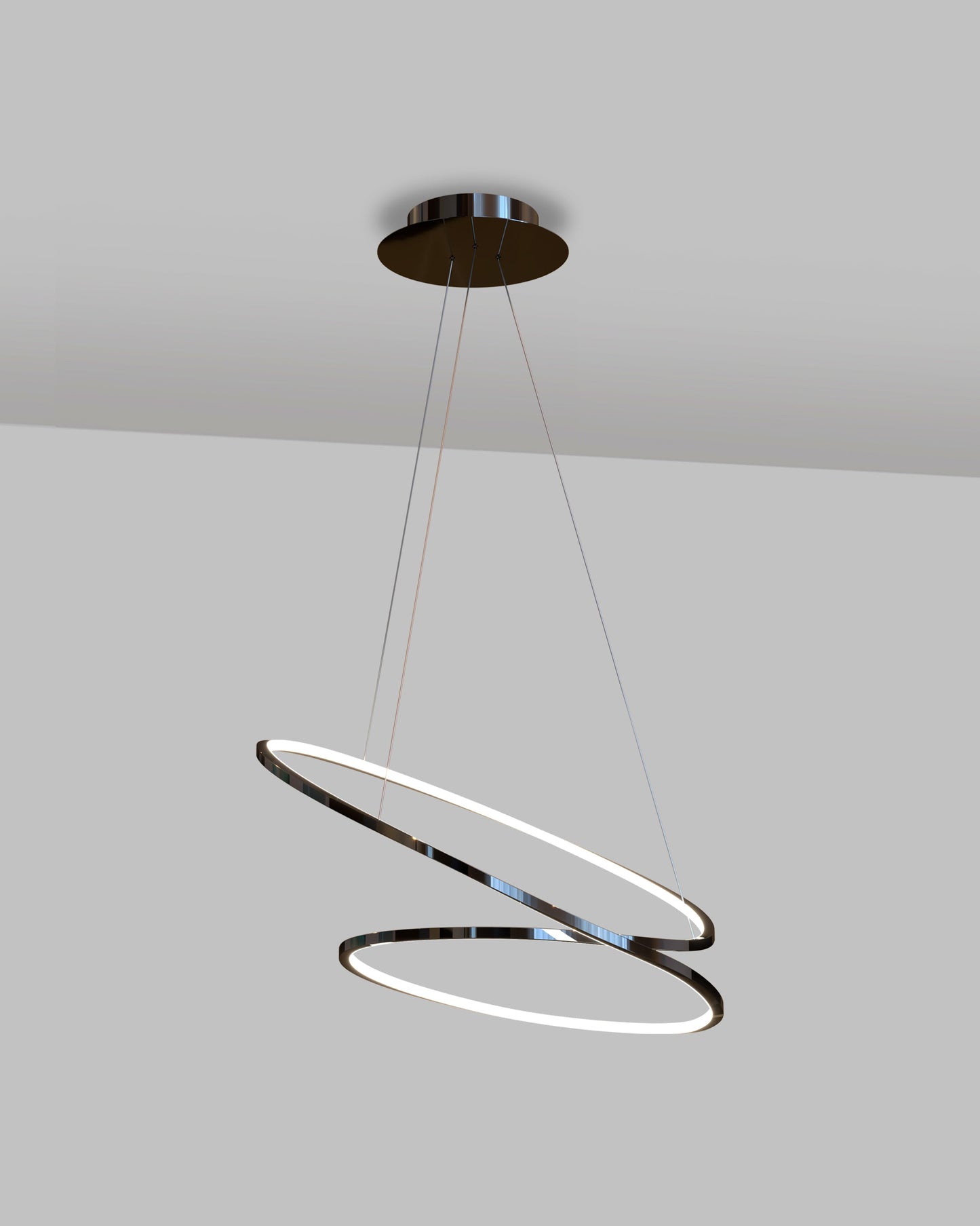 Lámpara de techo LED moderna con aros suspendidos en acabado metálico, iluminación decorativa