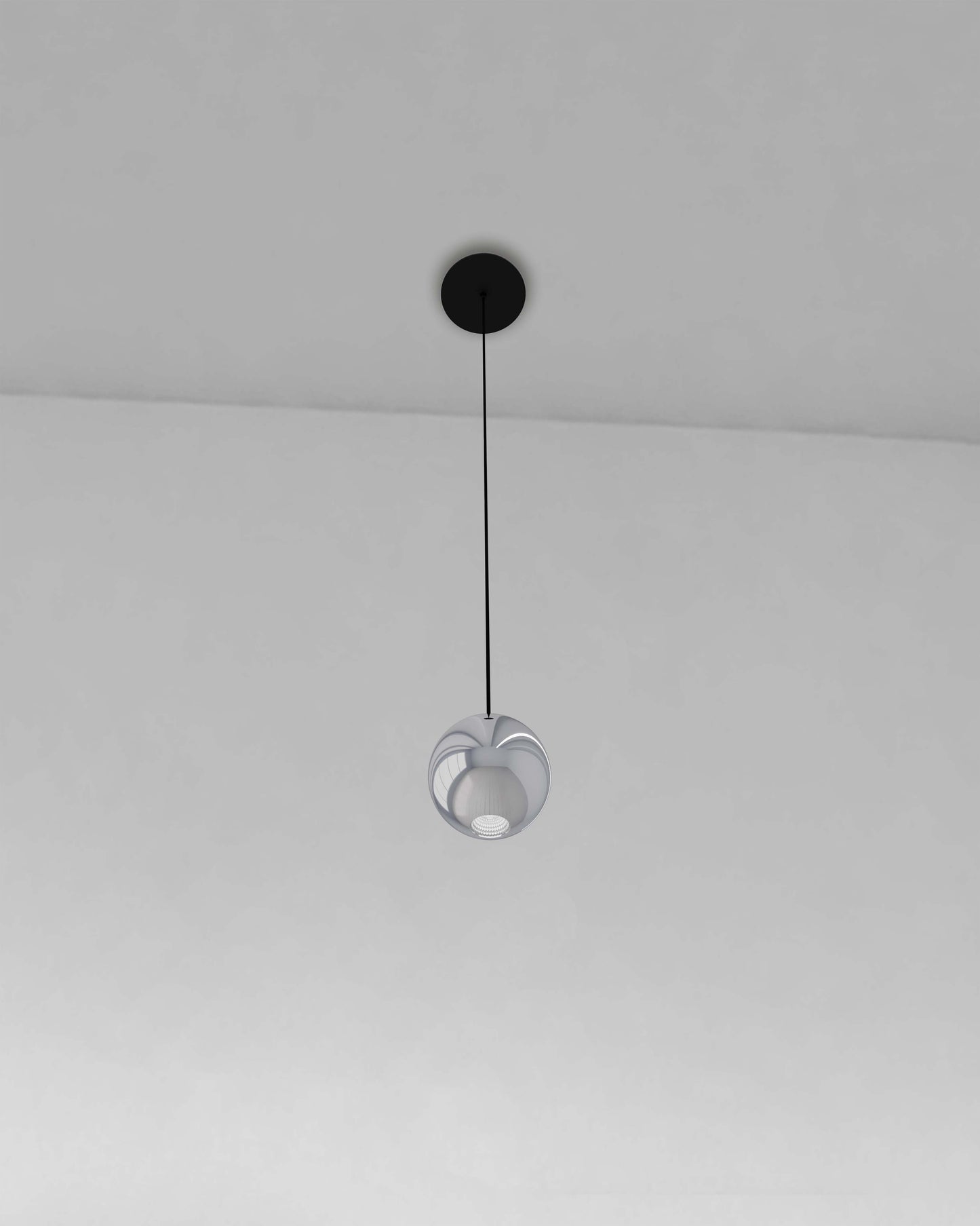 Lámpara colgante moderna de techo con acabado cromado, iluminación decorativa minimalista