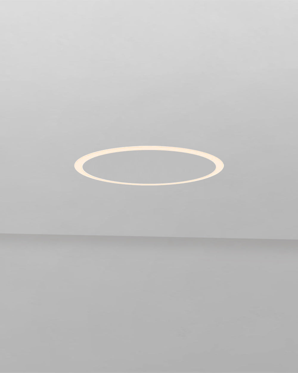 Lámpara de techo LED circular moderna sobre fondo gris claro
