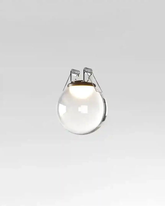 Lámpara esférica empotrable de vidrio, moderna, sobre fondo blanco, iluminación Birot MX