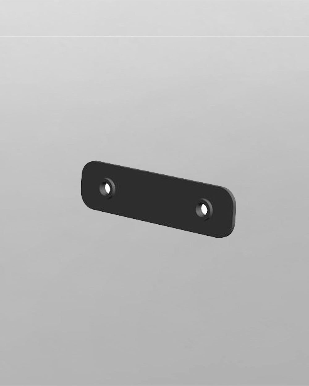 Soporte de metal negro rectangular con dos orificios para montaje en pared, accesorio de iluminación.