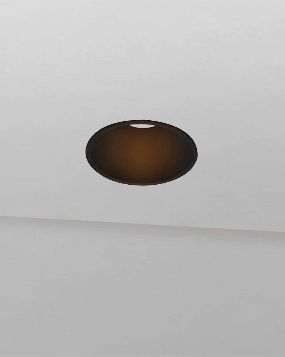 Lámpara de techo empotrable negra de diseño moderno sobre fondo blanco