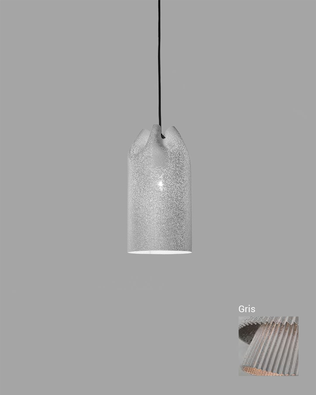 Lámpara colgante gris de diseño moderno sobre fondo gris, iluminación Birot MX