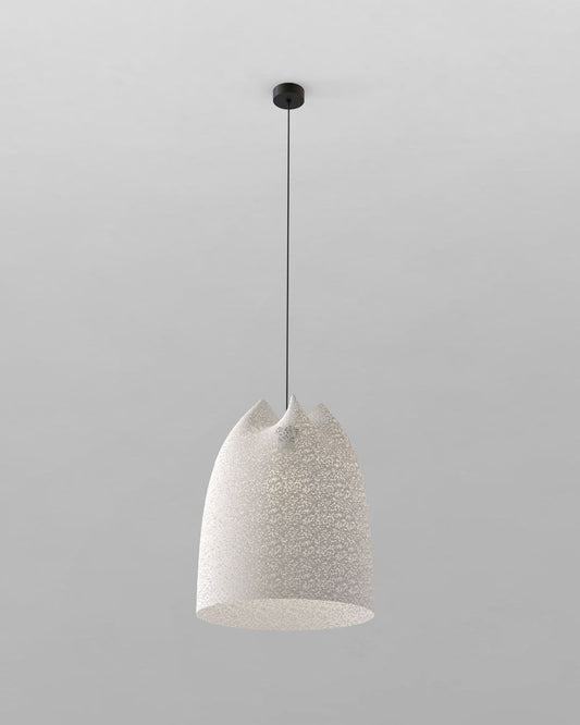 Lámpara colgante minimalista mediana Agasallo 4 en malla de acero color blanco roto.