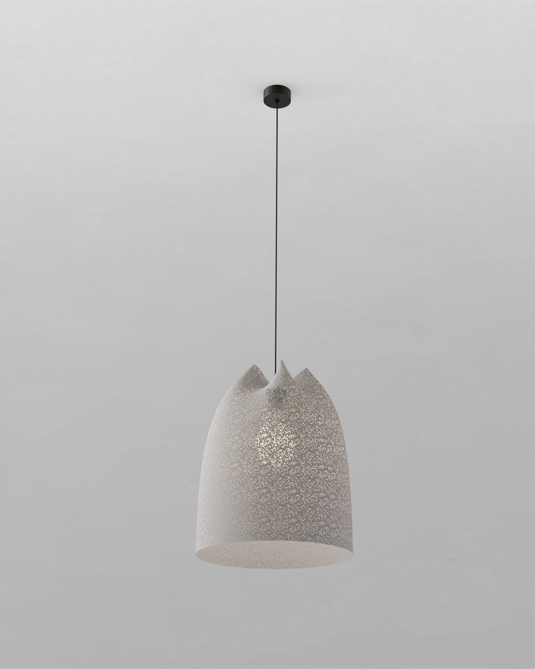 Lámpara colgante moderna blanca con textura en boutique de iluminación Birot MX