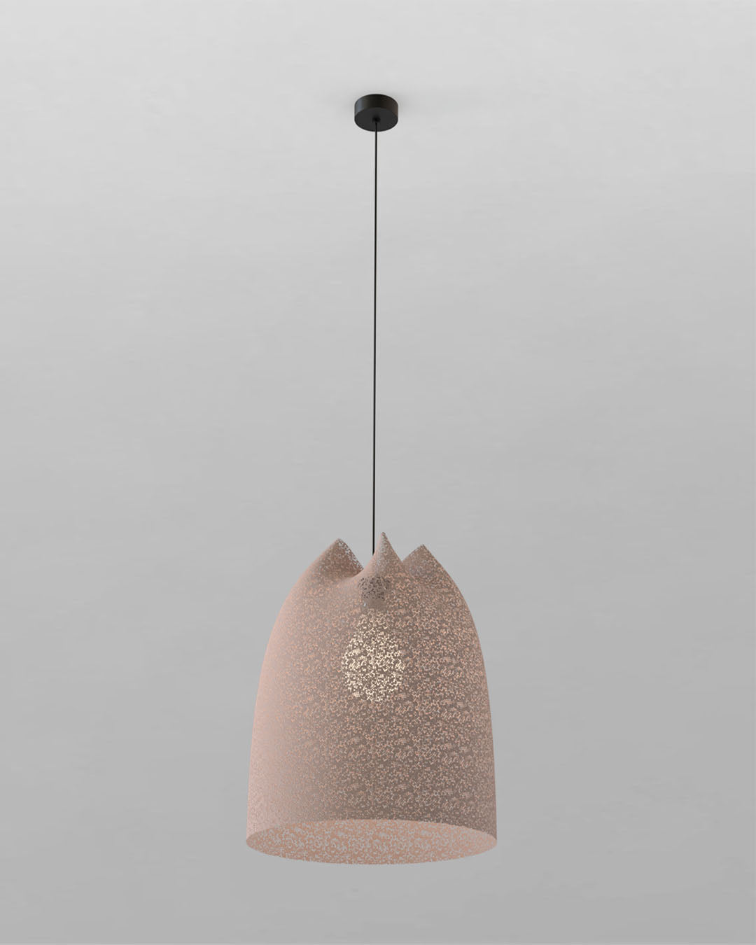 Lámpara colgante moderna de diseño texturizado color rosa claro, Birot MX iluminación.