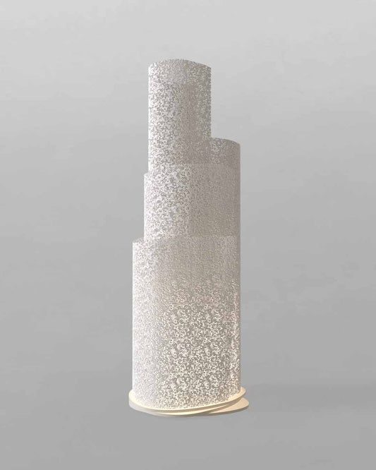 Lámpara de piso decorativa cilíndrica moderna con acabado calado, iluminada, Birot MX