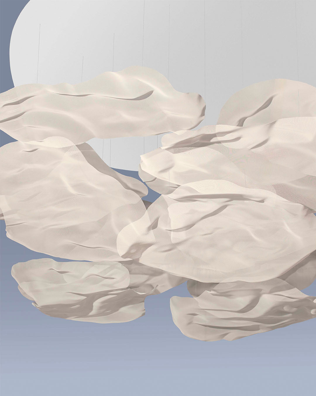 Lámpara de techo diseño nubes en tonos blancos, decoración moderna, boutique de iluminación