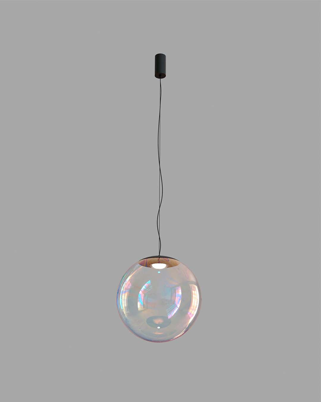 Lámpara colgante de vidrio esférico transparente en fondo gris, iluminación moderna Birot MX