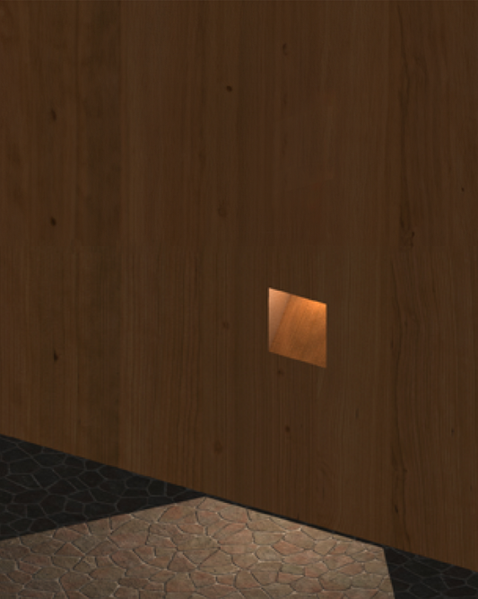 Luz empotrada en muro de madera para iluminación de escalera o pasillo interior