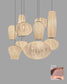 Lámparas colgantes modernas de vidrio estriado en color taupe, iluminación decorativa.