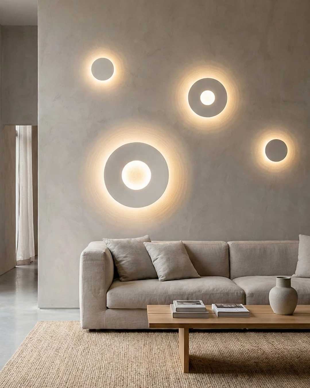 Set lámparas de pared Umbra R, diseño moderno circular, efecto de luz difusa. 
