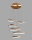 Lámpara colgante moderna de varios aros dorados, iluminación decorativa elegante