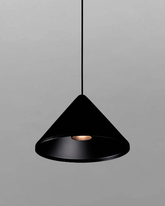 Lámpara colgante diseño moderno Kloke de 24 cm cónica en aluminio negro. 