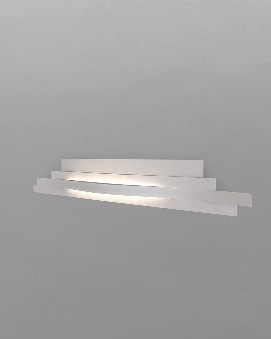 Aplique de pared moderno blanco con luz cálida en fondo gris, iluminación decorativa Birot MX