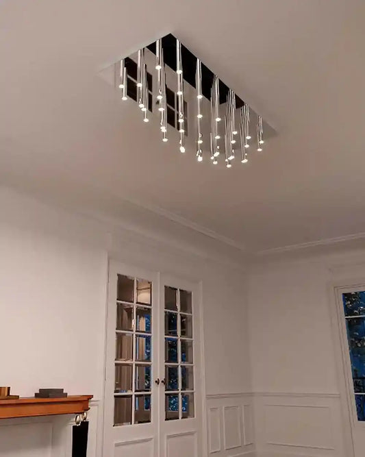 Lámpara de techo moderna con luces LED colgantes en habitación elegante, Birot MX iluminación