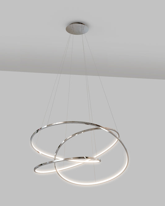 Lámpara de techo moderna de aros LED metálicos suspendidos, iluminación decorativa