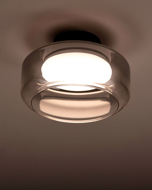 Plafón de vidrio moderno iluminado, lámpara de techo Birot MX boutique de iluminación