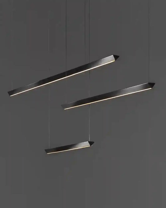 Lámpara colgante moderna negra de tres barras para iluminación interior elegante