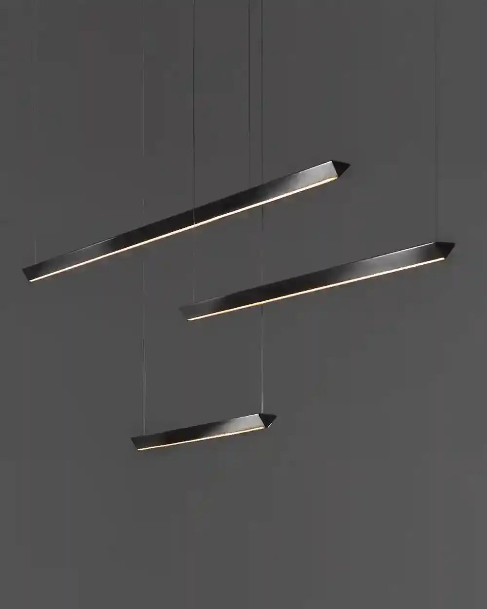 Lámpara colgante moderna negra de tres barras para iluminación interior elegante