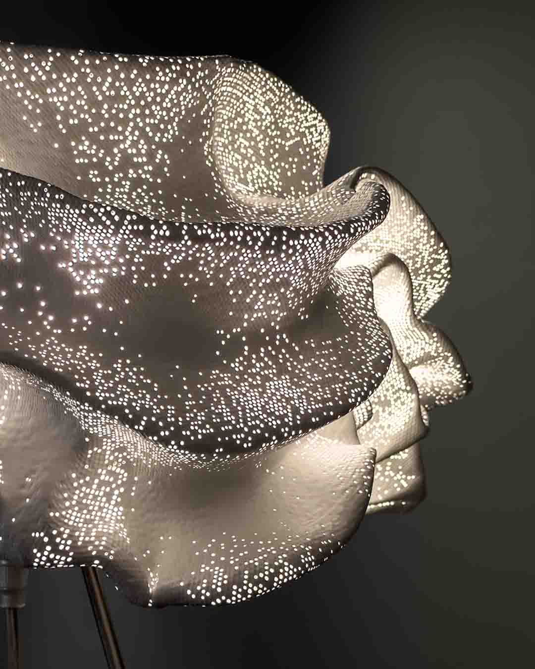Lámpara de diseño moderno blanca con textura perforada, iluminación decorativa Birot MX