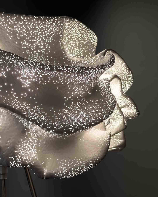 Lámpara de diseño moderno blanca con textura perforada, iluminación decorativa Birot MX