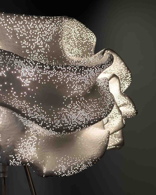 Lámpara de diseño moderno blanca con textura perforada, iluminación decorativa Birot MX